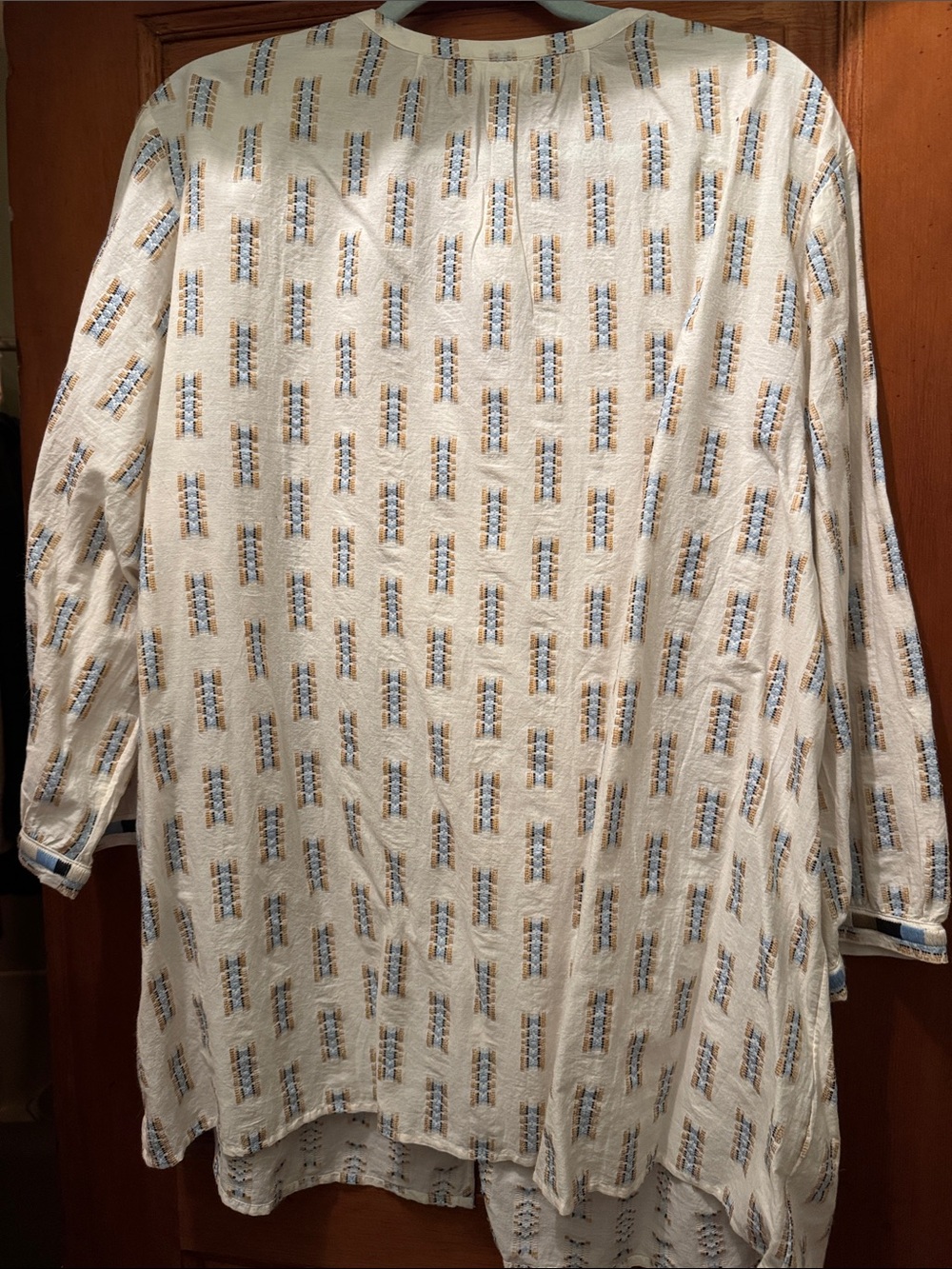J. Jill Cream Tunic with Blue and Tan Geometric Print - Picture 5 of 5